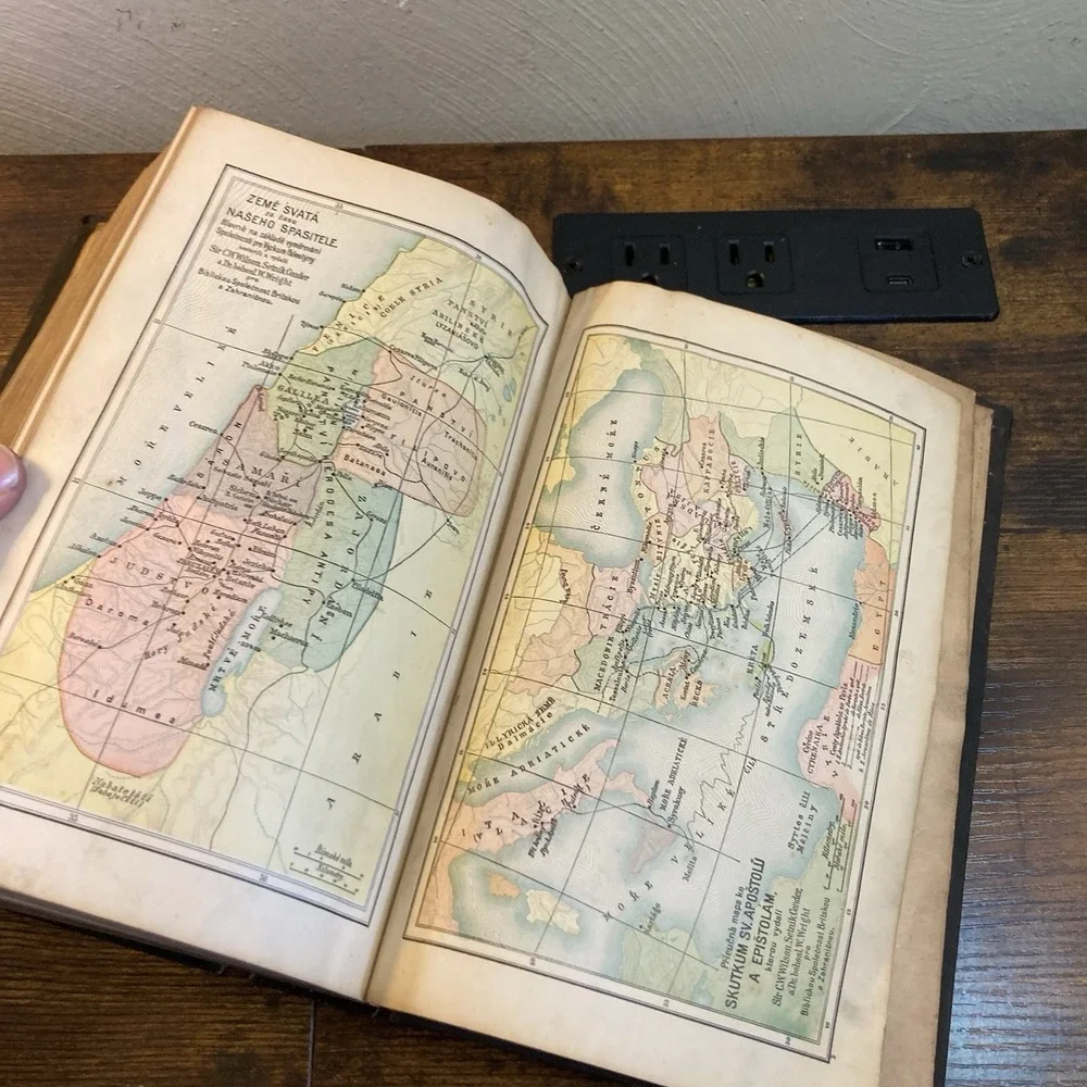 Antique Czech Bible 1909 Prague Kralice Biblí Svatá Vtg HC See Condition‎